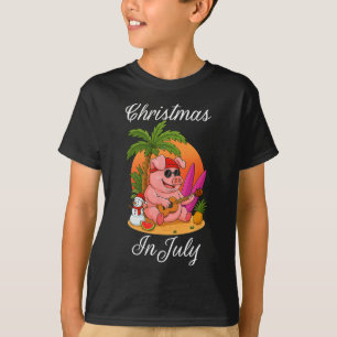 Christmas In July Cute Pig Funny Summer Vacation B T-Shirt