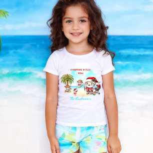 Christmas In July Cute Santa Tropical Summer Name  T-Shirt