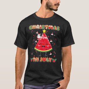 Christmas In July Cute Watermelon Tree Santa Summe T-Shirt