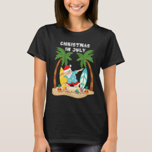 Christmas In July Dabbing Santa Tropical Beach S T-Shirt