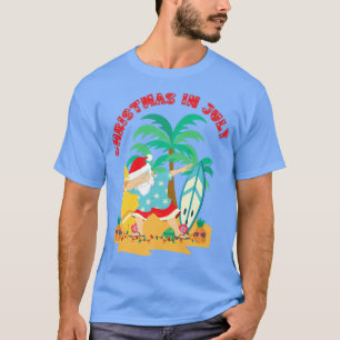 Christmas in July Dabbing Santa Tropical Beach Su T-Shirt