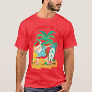 Christmas in July Dabbing Santa Tropical Beach Su T-Shirt