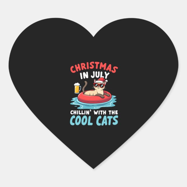 Christmas In July Daddy Mommy Chillin With The Sia Heart Sticker (Front)