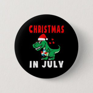 Christmas In July Dinosaur Ice Pops Xmas Santa Hat 6 Cm Round Badge
