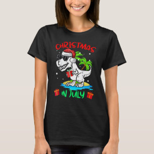Christmas In July Dinosaur  Summer Beach Kids Boys T-Shirt