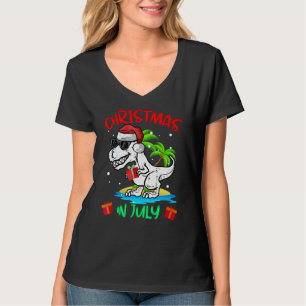 Christmas In July Dinosaur Summer Beach Kids Boys T-Shirt