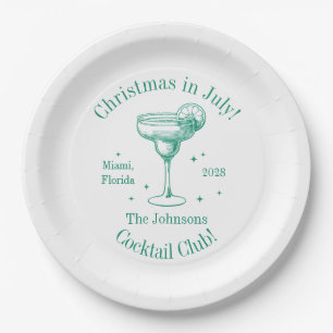 Christmas in July Family Name Cocktail Party Paper Plate
