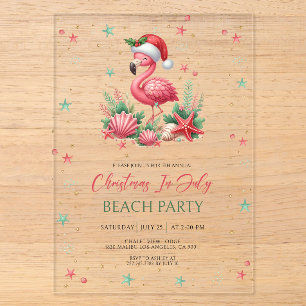 Christmas in July Flamingo Acrylic Invitations