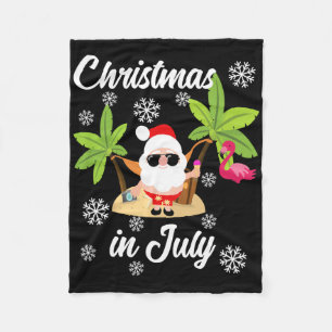 Christmas In July Flamingo And Hawaiian Lover Fleece Blanket