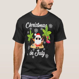 Christmas In July Flamingo And Hawaiian T-Shirt