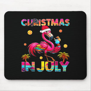 Christmas in july flamingo beach summer hawaii mouse pad