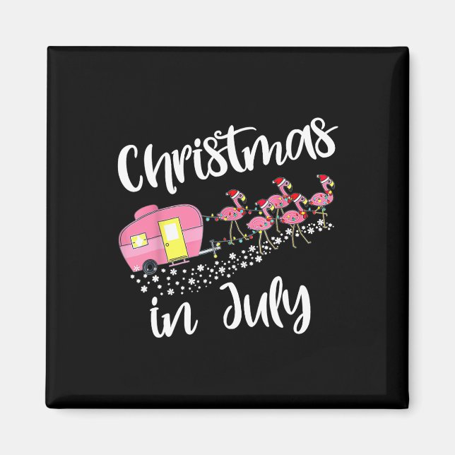 Christmas In July Flamingo Camping Camper  Magnet (Front)