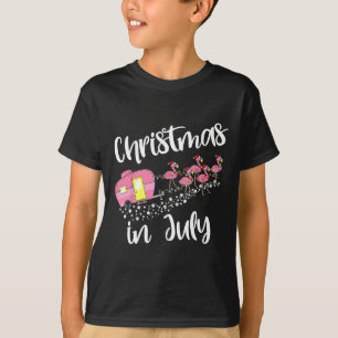 Christmas In July Flamingo Camping Camper  T-Shirt