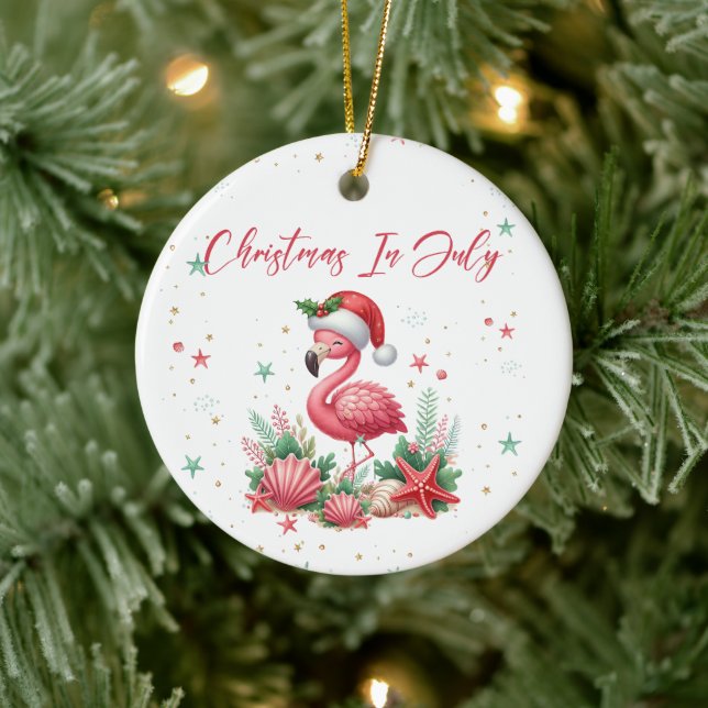 Christmas in July Flamingo Ceramic Tree Decoration (Tree)