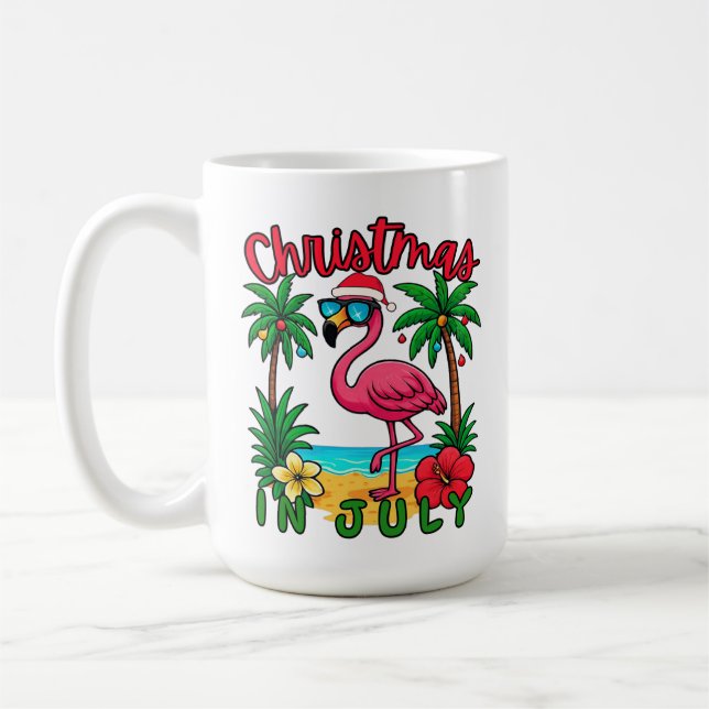 Christmas in July Flamingo Coffee Mug (Left)