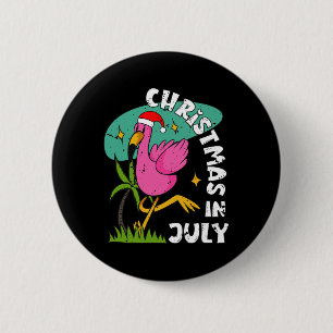Christmas In July Flamingo Cute Beach Summer Chris 6 Cm Round Badge