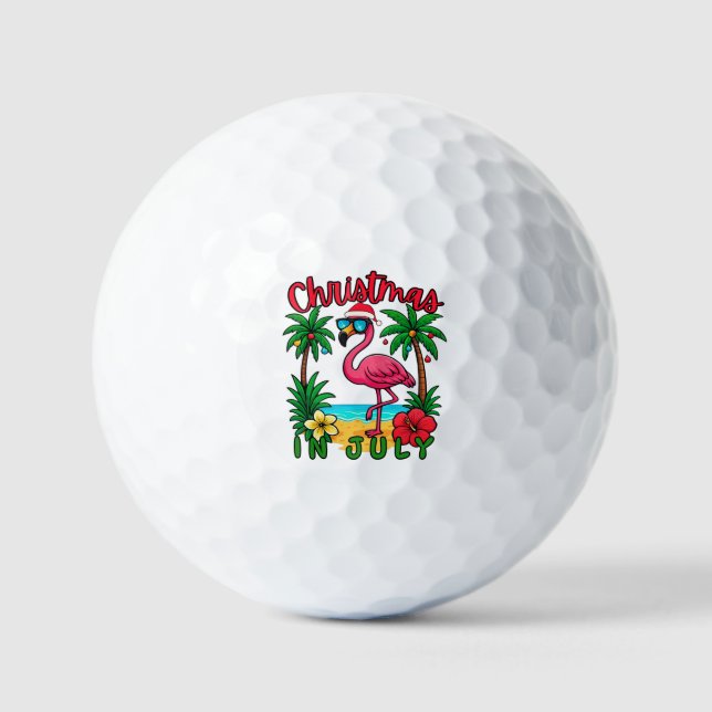 Christmas in July Flamingo Golf Balls (Front)