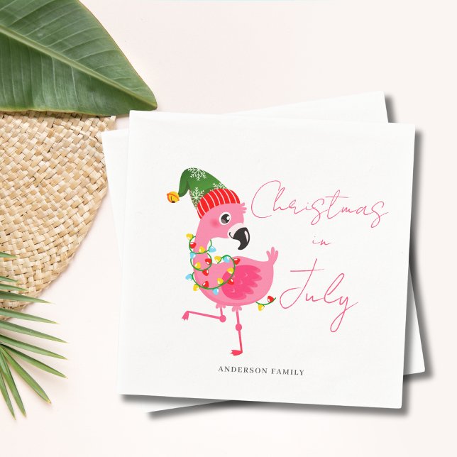 Christmas In July Flamingo  Napkin (Creator Uploaded)