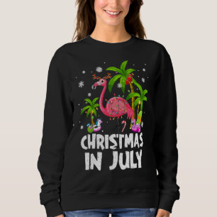 Christmas In July Flamingo Palm Tree Beach Summer Sweatshirt