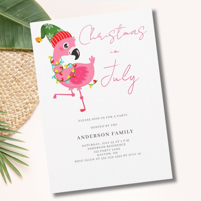 Christmas In July Flamingo Party Invitation (Creator Uploaded)