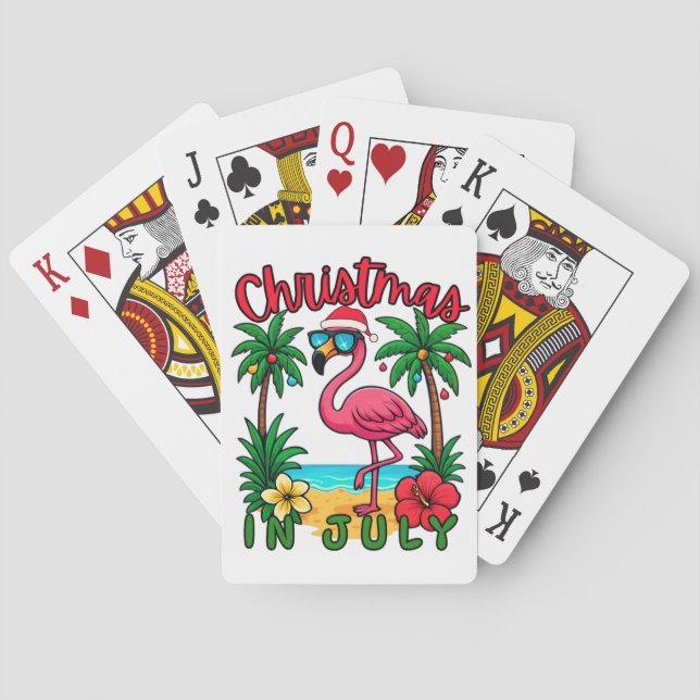 Christmas in July Flamingo Playing Cards (Back)