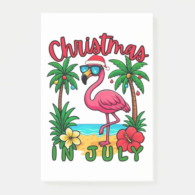 Christmas in July Flamingo Post-it Notes (Front)