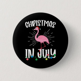 Christmas In July Flamingo Santa Hawaiian Summer C 6 Cm Round Badge