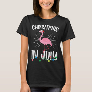 Christmas In July Flamingo Santa Hawaiian Summer C T-Shirt