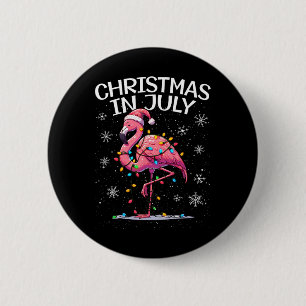 Christmas In July Flamingo Santa Summer Xmas Women 6 Cm Round Badge