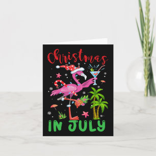 Christmas In July Flamingo Santa Summer Xmas Women Card