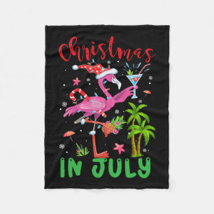 Christmas In July Flamingo Santa Summer Xmas Women Fleece Blanket