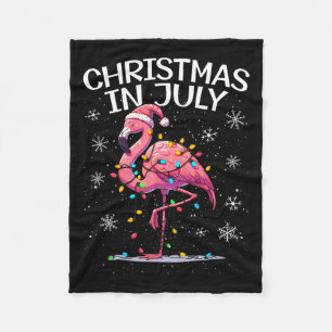 Christmas In July Flamingo Santa Summer Xmas Women Fleece Blanket