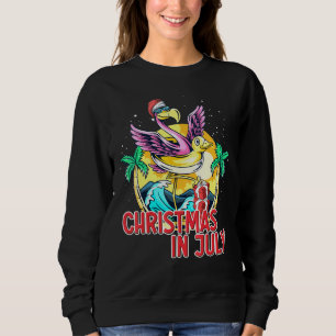 Christmas In July Flamingo Summer Beach Santa Sun Sweatshirt