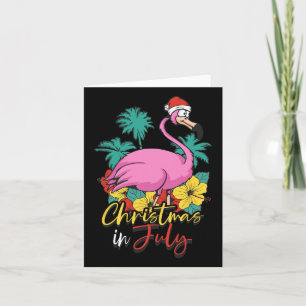 Christmas In July Flamingo Summer Beach Vacation  Card