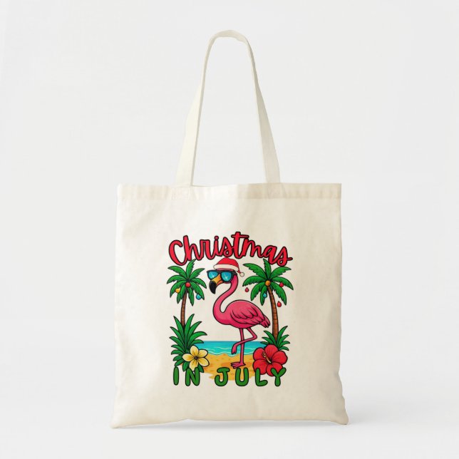 Christmas in July Flamingo Tote Bag (Front)