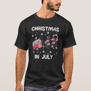 Christmas In July Flamingo Trailer Summer Xmas Cam T-Shirt