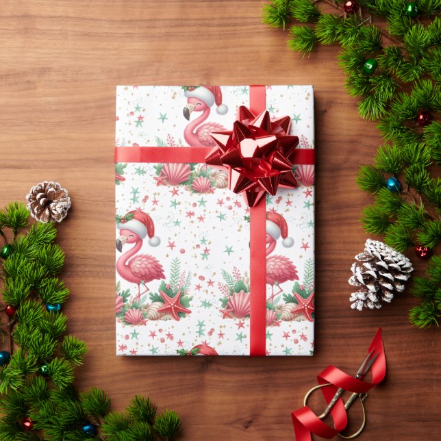 Christmas in July Flamingo Wrapping Paper (Holiday Gift)