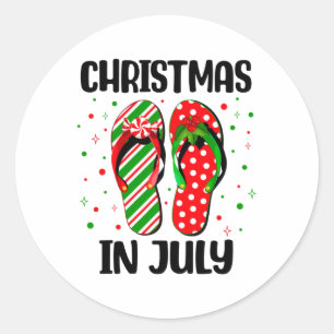 Christmas In July Flip Flops Beach Summer Vacation Classic Round Sticker