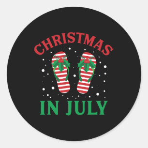 Christmas In July Flip Flops Funny Beach Summer Classic Round Sticker