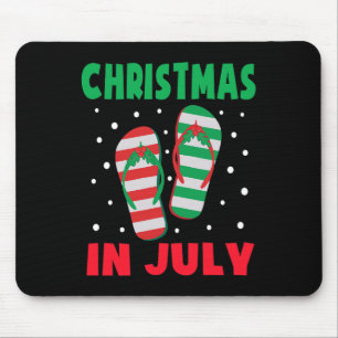 Christmas In July Flip Flops Funny Beach Summer Ki Mouse Pad