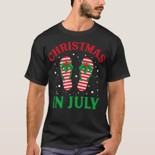 Christmas in July Flip Flops Funny Beach Summer T-Shirt