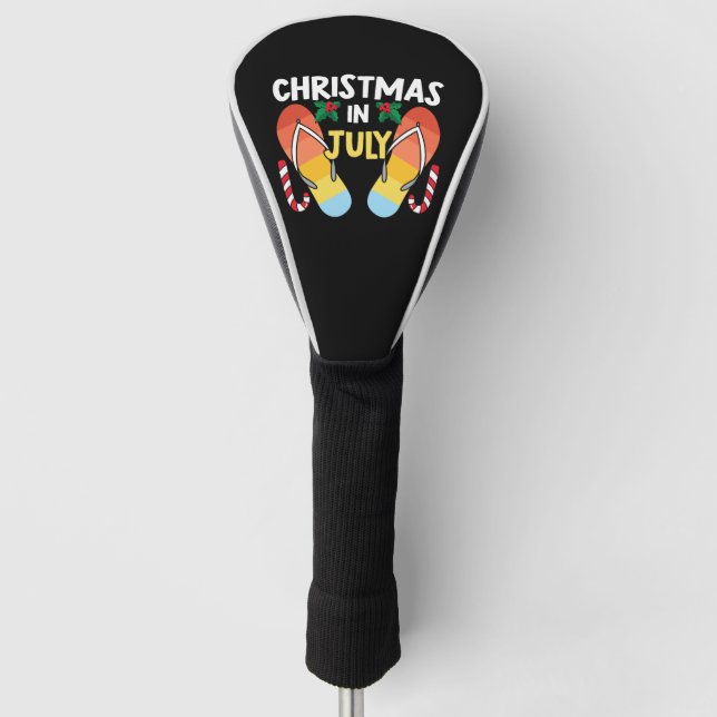 Christmas In July Flip Flops Funny Summer Tropical Golf Head Cover (Front)