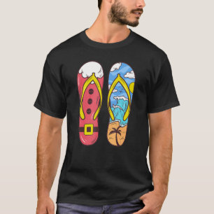 Christmas In July Flip Flops Santa Suit And The Be T-Shirt