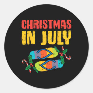 Christmas In July Flip Flops Summer Beach Xmas Men Classic Round Sticker