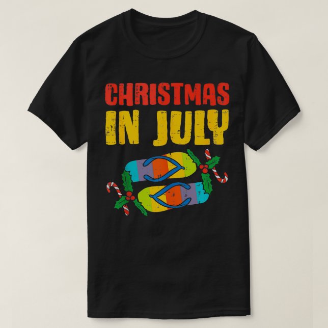 Christmas In July Flip Flops Summer Beach Xmas Men T-Shirt (Design Front)