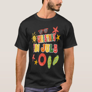 Christmas In July Flip Flops  Summer Vacation Beac T-Shirt