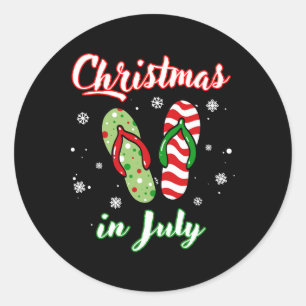 Christmas In July Flip Flops Summer Xmas Men Women Classic Round Sticker
