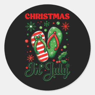 Christmas In July Flip Flops Xmas Flip Flops Summe Classic Round Sticker