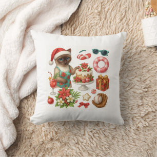 Christmas in July For Cat Lovers Pool Party  Cushion