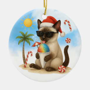 Christmas in July for Siamese cat lovers Ceramic Tree Decoration